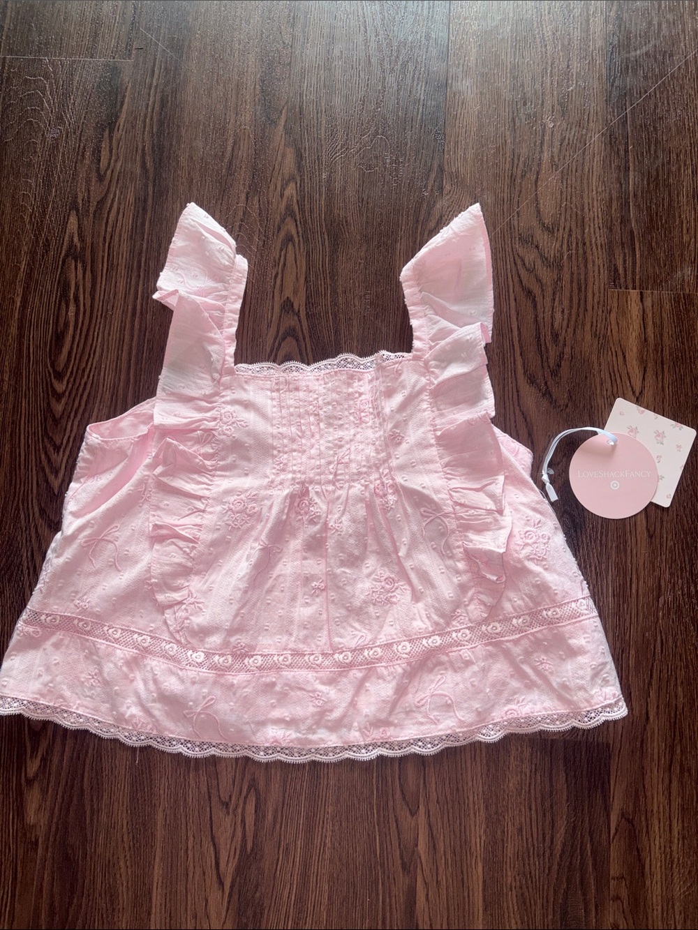 Love Shack Fancy x Target Pink Ruffled Eyelet Kids Top